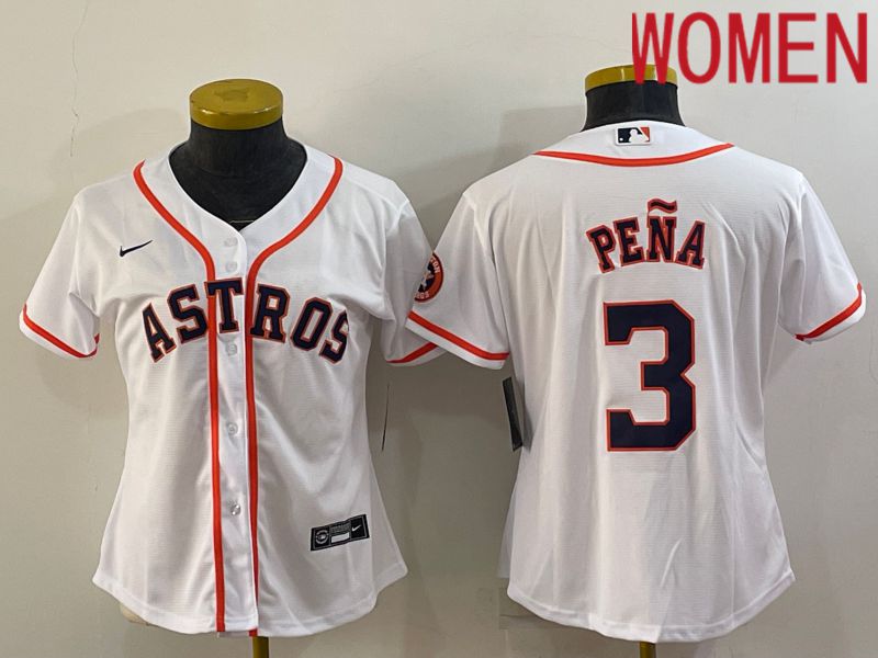 Women Houston Astros #3 Pena White Game Nike 2022 MLB Jerseys->women mlb jersey->Women Jersey